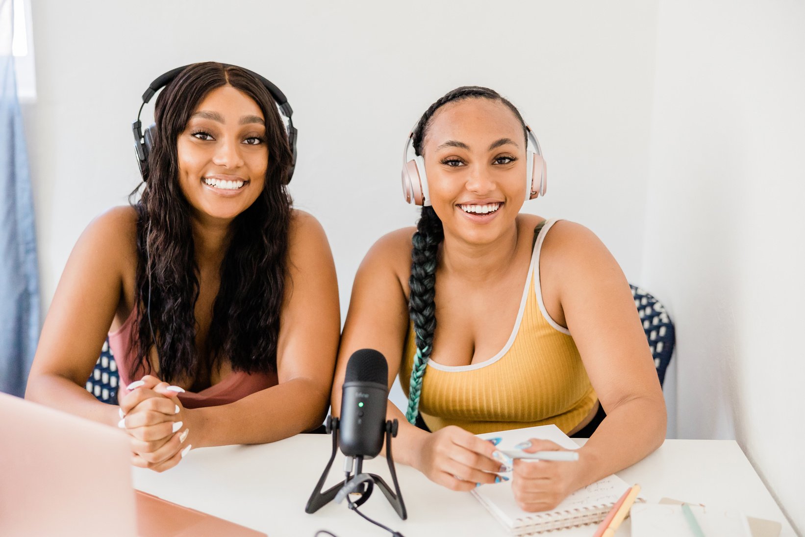 Women Recording a Podcast at Home